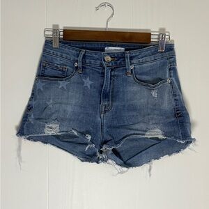 Good American Star-Patterned Blue Jean Shorts